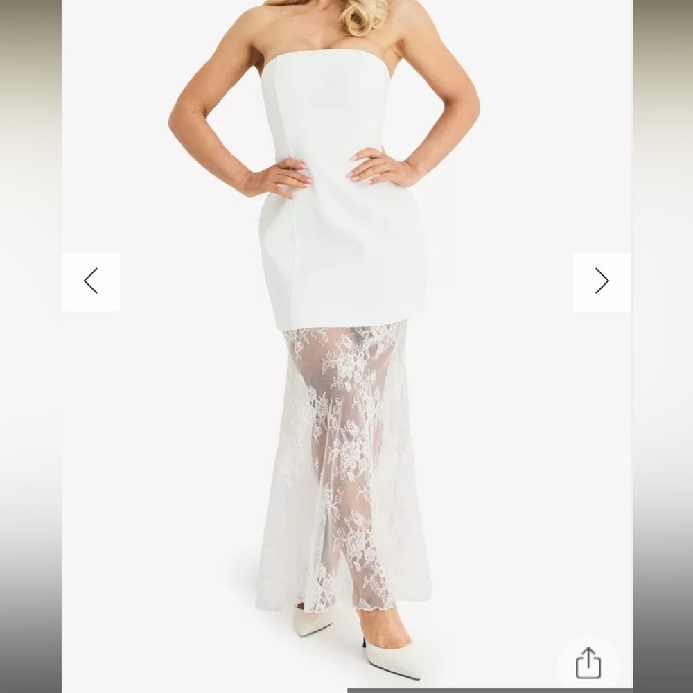 Boohoo White Strapless Dress